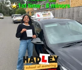 Nisha 1st time passer Recent passer with icons highlighting they passed first time with 3 minors