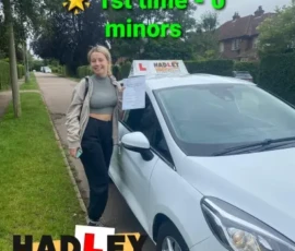 Jess 1st time passer Recent passer with icons highlighting they passed first time with 0 minors