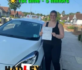 Zoe 1st time passer Recent passer with icons highlighting they passed first time with 5 minors