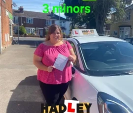 Charlotte (Eastleigh) Recent passer with icons highlighting they passed with 3 minors