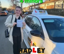 Cheyenne (Welwyn) Recent passer with icons highlighting they passed with 4 minors