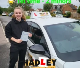 Amy (Colney Heath)
1st time passer Recent passer with icons highlighting they passed first time with 2 minors