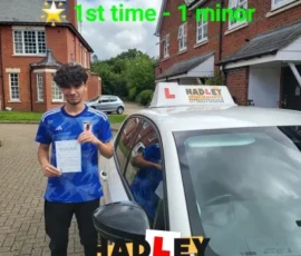 Reece 1st time passer Recent passer with icons highlighting they passed first time with 1 minor