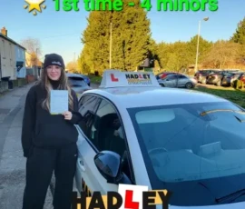 Louise 1st time passer Recent passer with icons highlighting they passed first time with 4 minors