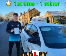 Jamie 1st time passer Recent passer with icons highlighting they passed first time with 1 minor