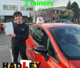 Sam (Radlett) Recent passer with icons highlighting they passed with 2 minors