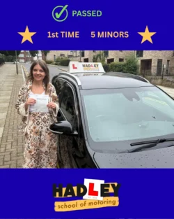 Anita - 31/07/2025 Recent passer with icons highlighting they passed first time with 5 minors