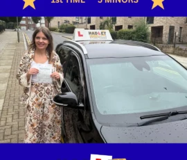 Anita - 31/07/2025 Recent passer with icons highlighting they passed first time with 5 minors