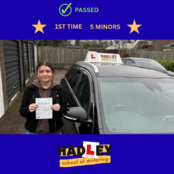 Ava - 02/02/2026 Image of recent passer with icons displaying first time pass with 5 minors
