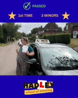 Catherine 23/07/2025 Recent passer with icons highlighting they passed first time with 3 minors
