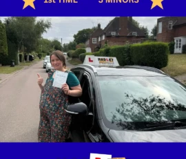 Catherine 23/07/2025 Recent passer with icons highlighting they passed first time with 3 minors