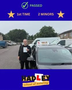Daisy - 29/07/2025 Recent passer with icons highlighting they passed first time with 2 minors