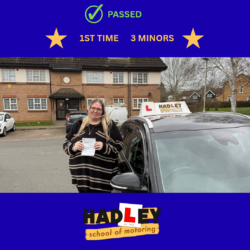 Danielle - 26/02/2026 Image of recent passer with icons displaying first time 3 minors