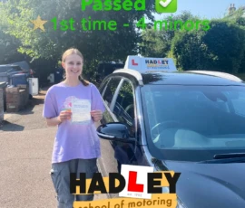 Lucy (1st Time Pass) 12/08/2024 Recent passer with icons highlighting they passed first time with 4 minors