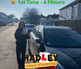 Alexia (1st Time Pass) 17/02/2025 Recent passer with icons highlighting they passed first time with 4 minors