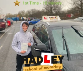 Astrid (1st Time Pass) 27/01/2025 Recent passer with icons highlighting they passed first time with 10 minors