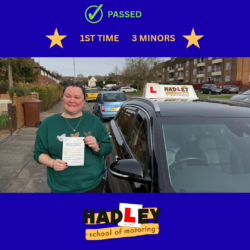 Emma - 17/02/2026 Image of recent passer with icons displaying first time pass with 3 minors