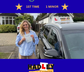 Faye - 13/03/2026 Image of recent passer with icons displaying first time pass with 1 minor