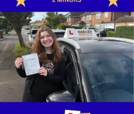 Gabriella - 04/09/2025 Recent passer with icons highlighting they passed with 2 minors