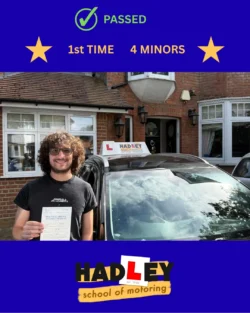 Jake - 26/08/2025 Recent passer with icons highlighting they passed first time with 4 minors