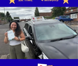 Kajan - 25/06/2025 Recent passer with icons highlighting they passed first time with 4 minors