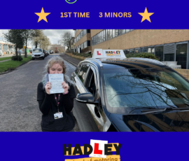Lauren - 24/02/2026 Image of recent passer with icons displaying first time pass with 3 minors