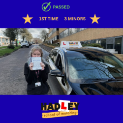Lauren - 24/02/2026 Image of recent passer with icons displaying first time pass with 3 minors