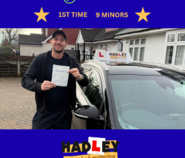 Lee - 30/01/2026 Image of recent passer with icons displaying first time pass with 9 minors