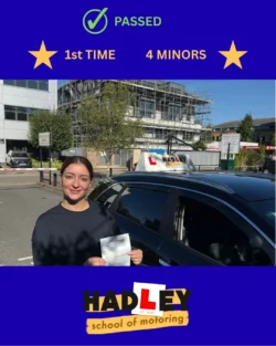 Melisa - 09/09/2025 Recent passer with icons highlighting they passed first time with 4 minors