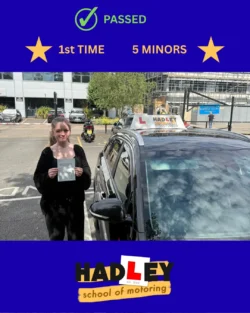 Molly - 01/07/2025 Recent passer with icons highlighting they passed first time with 5 minors