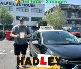 Ryan (1st Time Pass) 17/06/25 Recent passer with icons highlighting they passed first time with 3 minors
