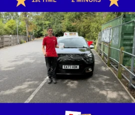 Aaron - 08/08/2025 Recent passer with icons highlighting they passed first time with 2 minors