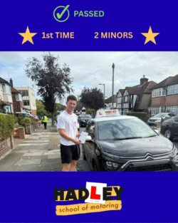 Dan - 04/09/2025 Recent passer with icons highlighting they passed first time with 2 minors