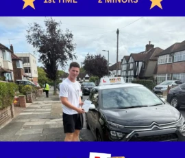 Dan - 04/09/2025 Recent passer with icons highlighting they passed first time with 2 minors