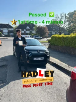 Gabriel (1st time pass) 01/05/2025 Recent passer with icons highlighting they passed first time with 4 minors