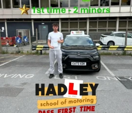 Josh Gavin (1st time pass) 08/05/2025 Recent passer with icons highlighting they passed first time with 2 minors