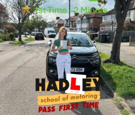 Brooke (1st Time Pass) 25/04/2025 Recent passer with icons highlighting they passed first time with 2 minors