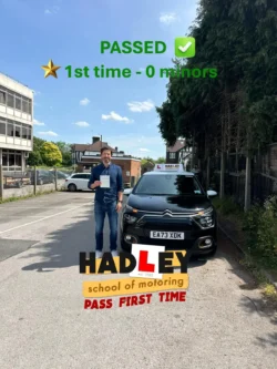 Bob (1st Time Passer) 30/05/2025 Recent passer with icons highlighting they passed first time with 0 minors