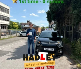 Bob (1st Time Passer) 30/05/2025 Recent passer with icons highlighting they passed first time with 0 minors