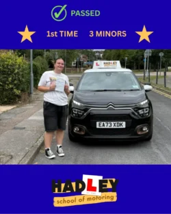 Millie - 18/08/2025 Recent passer with icons highlighting they passed first time with 3 minors