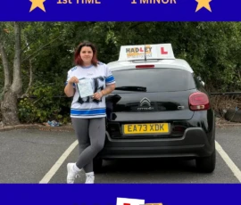 Morgan - 20/08/2025 Recent passer with icons highlighting they passed first time with 1 minor