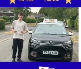 Oliver - 21/06/2025 Recent passer with icons highlighting they passed first time with 1 minor