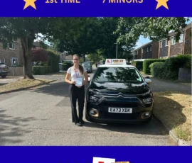 Lucy - 23/06/2025 Recent passer with icons highlighting they passed first time with 7 minors