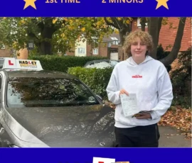 Caitlin - 21/10/2025 Recent passer with icons highlighting they passed first time with 2 minors