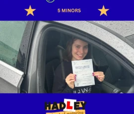 Melissa - 18/12/2025 Image of recent passer with icons displayed passed with 5 minors