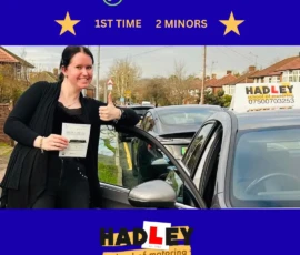 Sian - 28/01/2026 Image of recent passer with icons displaying pass first time with 2 minors