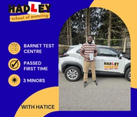 David - 15/05/2026 Image of recent passer with icons displaying first time pass with 3 minors at Barnet with Hatice