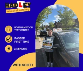 Drew - 20/04/2026 Image of recent passer with icons displaying first time pass with 3 minors