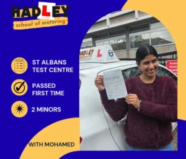 Lakshika - 19/05/2026 Image of recent passer with icons displaying first time pass with 2 minors with Mohamed at St Albans