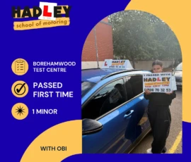 Lilly-Ela - 06/10/2026 Image of recent passer with icons displaying passed first time with 1 minor at Borehamwood with Obi